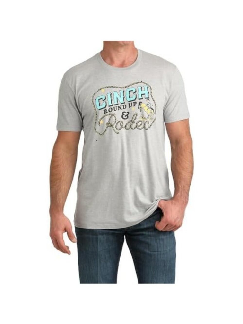 Cinch Men's Short Sleeve Round Up & Rodeo Graphic T-Shirt Grey